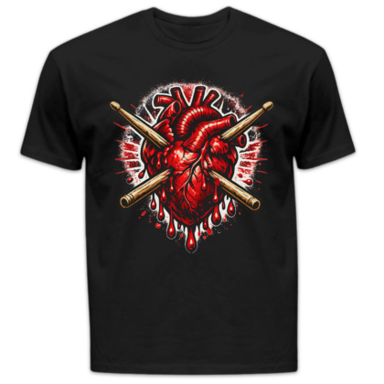 Koszulka męska Serce perkusisty czarna