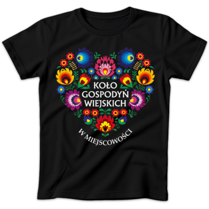 Koszulka damska Koło gospodyń wiejskich + miejscowość czarna