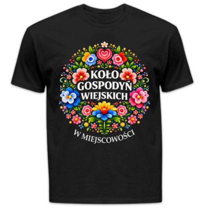 Koszulka męska Koło gospodyń wiejskich + miejscowość czarna