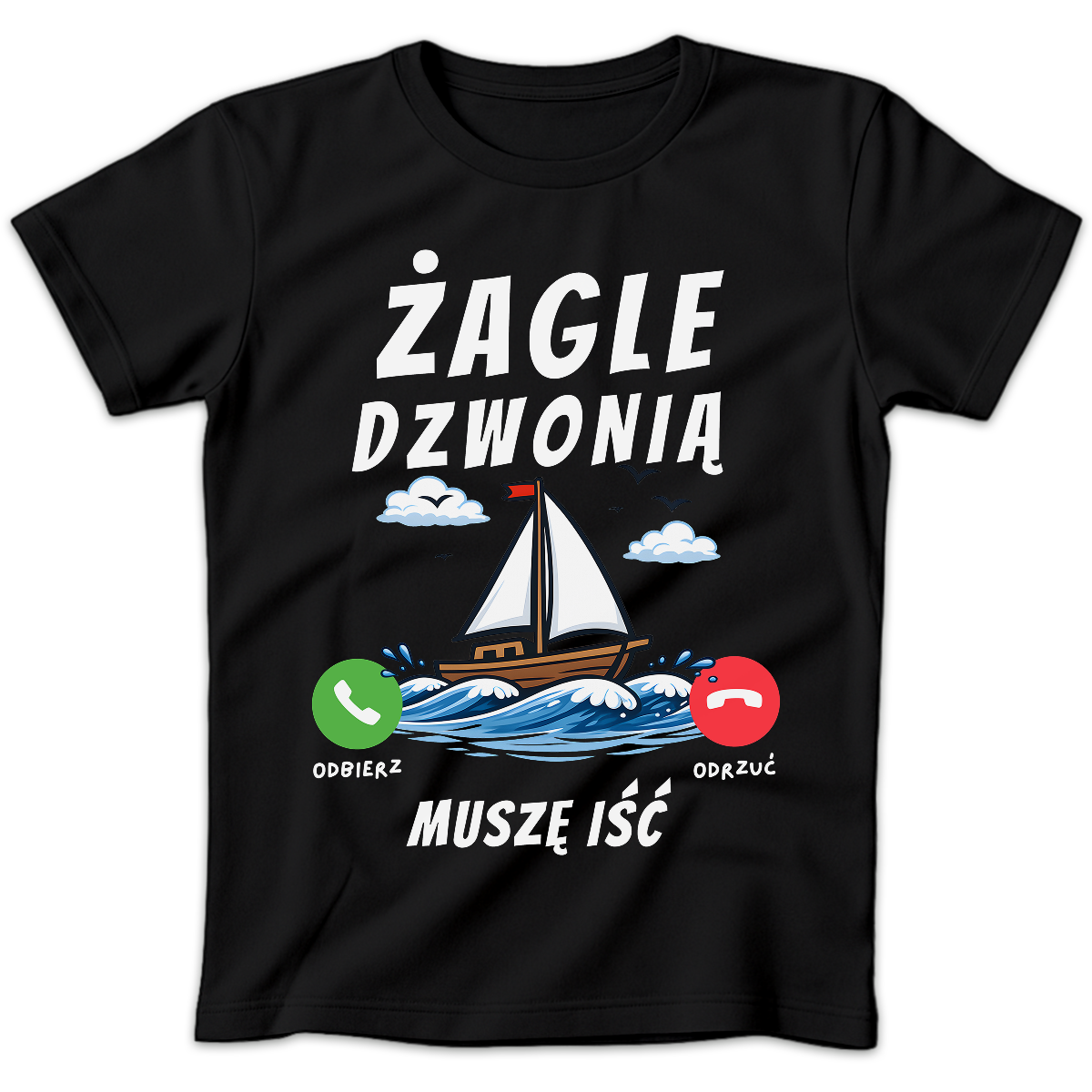 Koszulka damska Żagle dzwonią muszę iść czarna