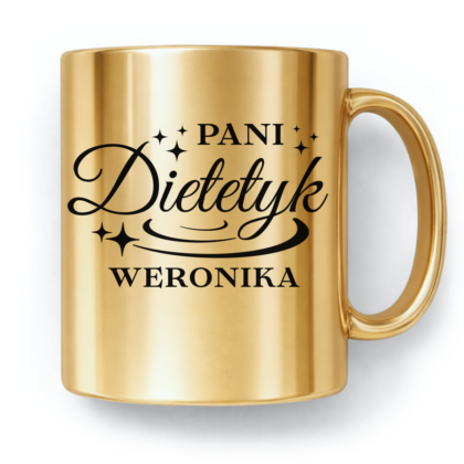 Kubek Złoty Pani dietetyk + imię