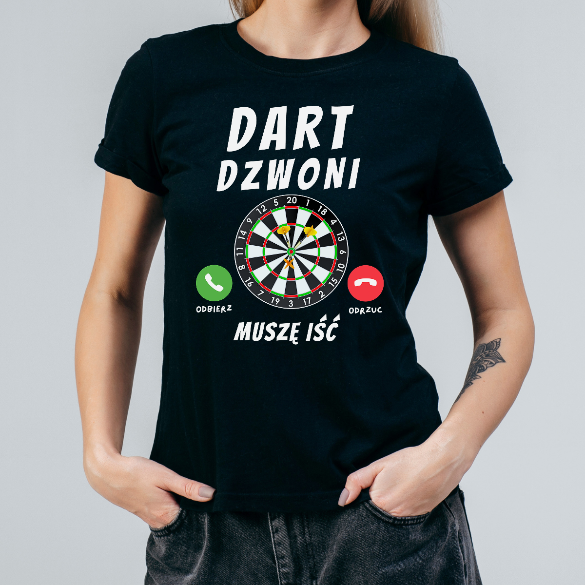 Koszulka damska Dart dzwoni muszę iść czarna - obrazek 2