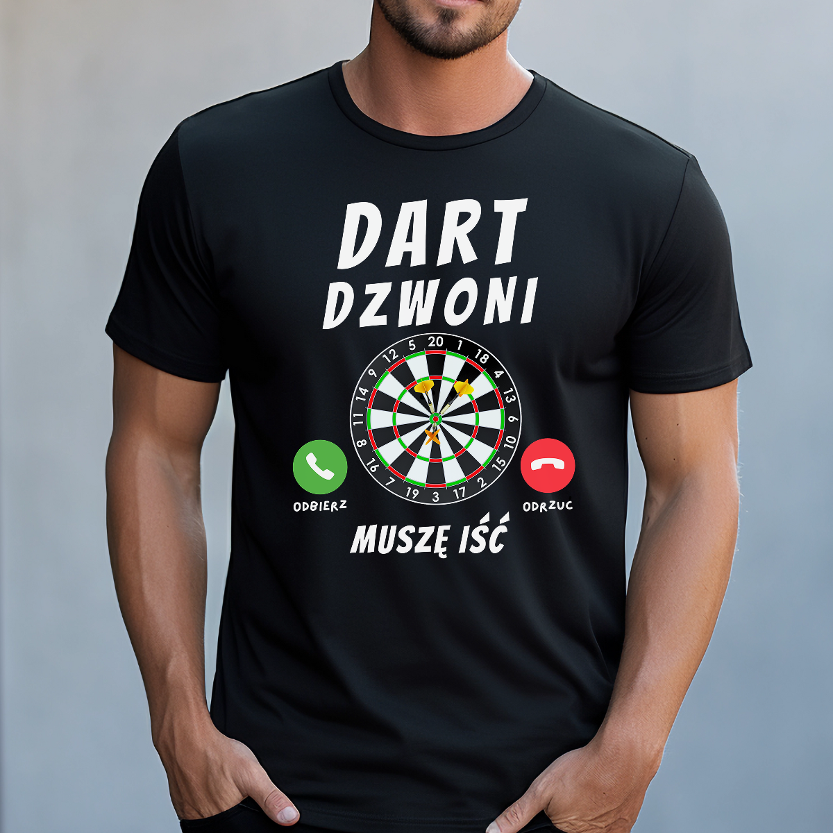 Koszulka męska Dart dzwoni muszę iść czarna - obrazek 2
