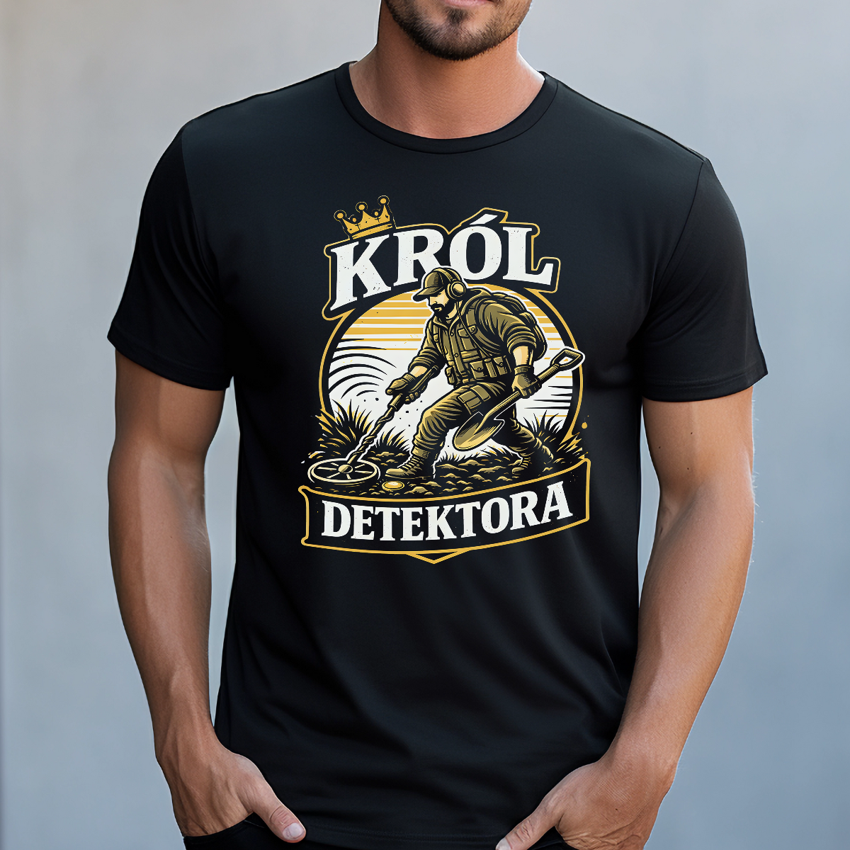 Koszulka męska Król detektora czarna - obrazek 2
