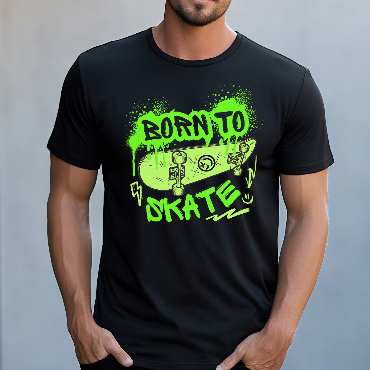 Koszulka męska Born to skate czarna - obrazek 2