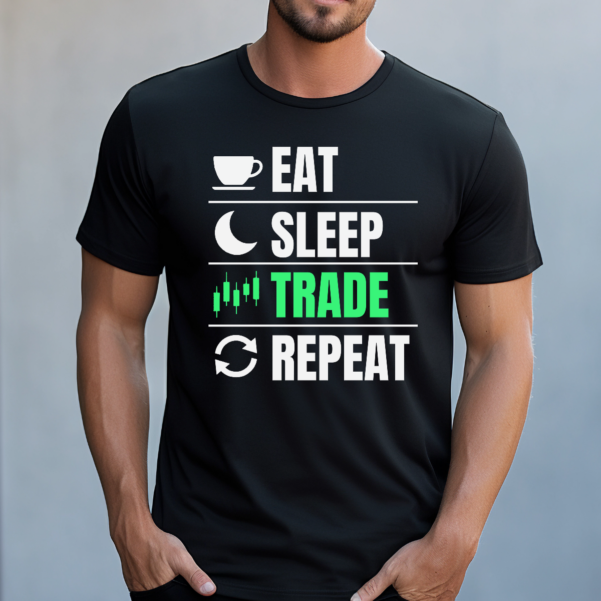 Koszulka męska Eat sleep trade repeat czarna - obrazek 2