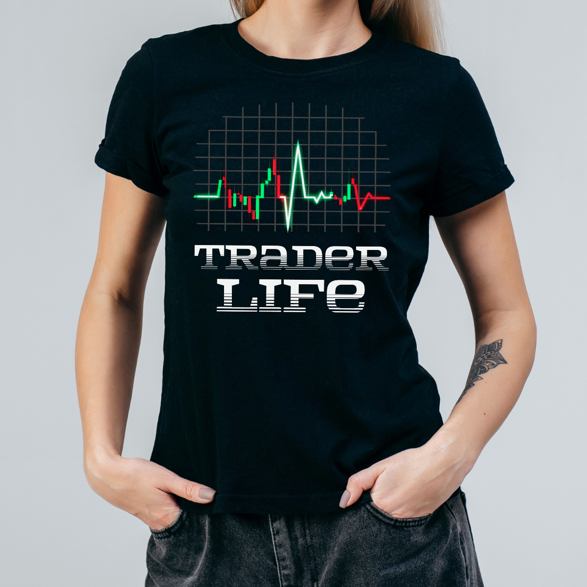 Koszulka damska Trader life czarna - obrazek 2