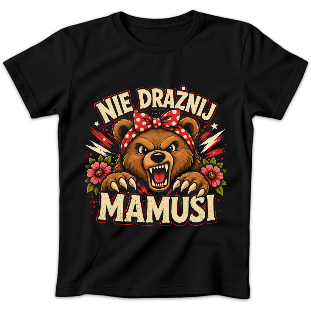 Koszulka damska Nie drażnij mamusi czarna