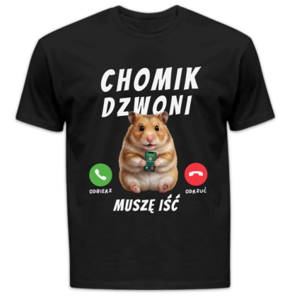 Koszulka męska Chomik dzwoni muszę iść czarna