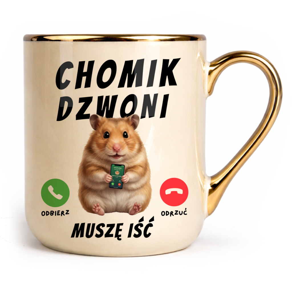 Kubek Elegant Chomik dzwoni muszę iść