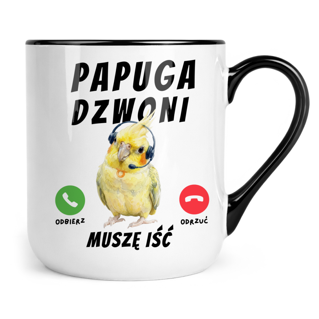 Kubek Coffee Papuga dzwoni muszę iść