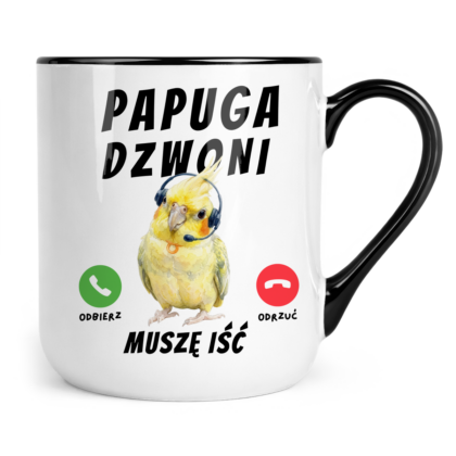Kubek Coffee Papuga dzwoni muszę iść