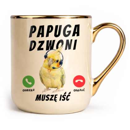 Kubek Elegant Papuga dzwoni muszę iść